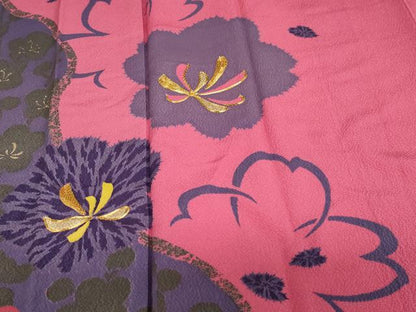 平和屋着物●豪華振袖・長襦袢（無双仕立て）セット　駒刺繍　舞花文　金彩　正絹　逸品　DABG2743ud