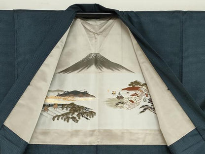 平和屋着物●男性　本場大島紬　アンサンブル　長羽織　100亀甲　総詰め　正絹　逸品　DABG2744ud
