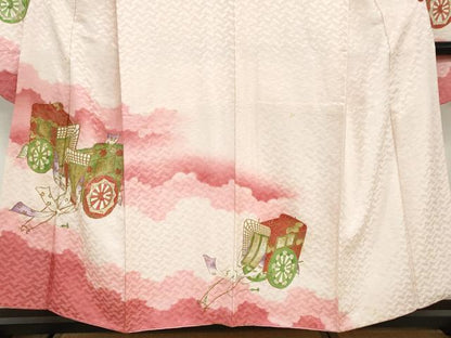 平和屋着物●豪華振袖　駒刺繍　雲霞御所車文　暈し染め　金彩　正絹　逸品　DABG2749ud