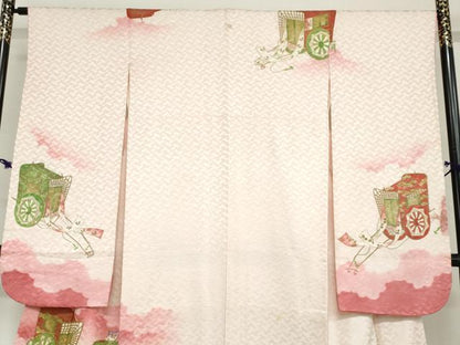 平和屋着物●豪華振袖　駒刺繍　雲霞御所車文　暈し染め　金彩　正絹　逸品　DABG2749ud