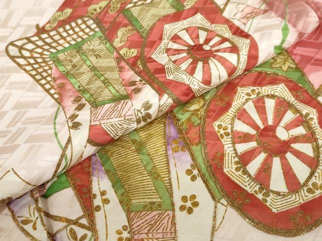 平和屋着物●豪華振袖　駒刺繍　雲霞御所車文　暈し染め　金彩　正絹　逸品　DABG2749ud