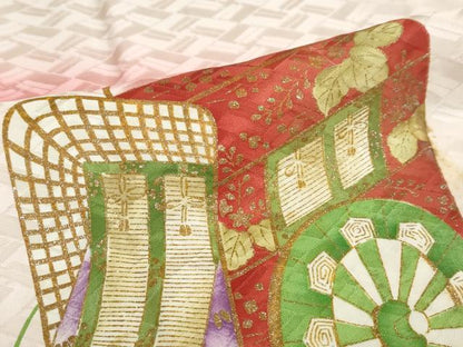 平和屋着物●豪華振袖　駒刺繍　雲霞御所車文　暈し染め　金彩　正絹　逸品　DABG2749ud