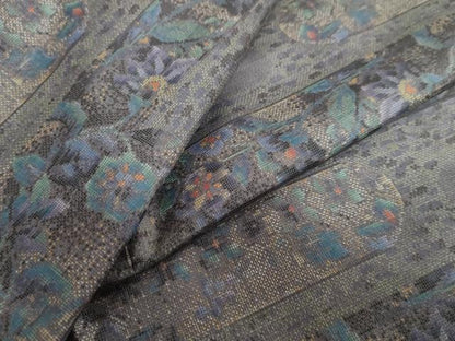 平和屋着物●本場大島紬　9マルキ　エ霞草花文　正絹　逸品　DABG2751ud