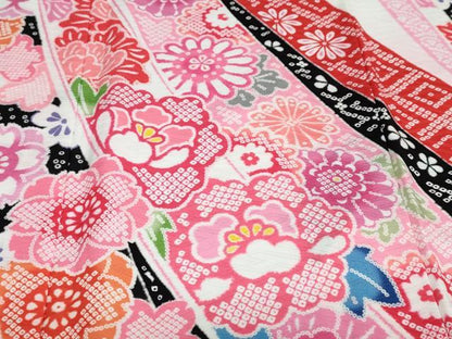 平和屋着物●振袖　熨斗鹿の子草花文　暈し染め　洗える着物　未使用　DABG2759ud