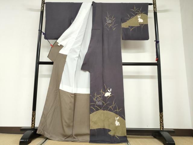 平和屋着物●ファッションデザイナー　HIROKO KOSHINO　コシノヒロコ 　訪問着　絞り　兎　うさぎ　正絹　逸品　DABG2760ud