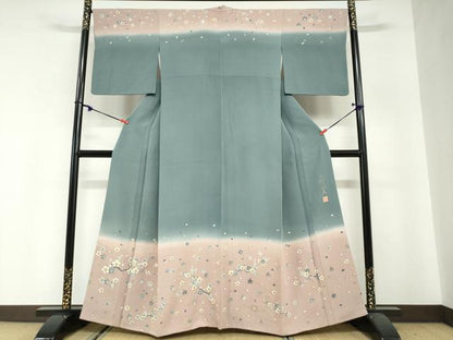平和屋着物●皇室デザイナー　中村乃武夫　訪問着　枝花文　暈し染め　正絹　逸品　DABG2769ud