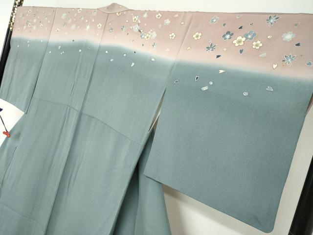 平和屋着物●皇室デザイナー　中村乃武夫　訪問着　枝花文　暈し染め　正絹　逸品　DABG2769ud