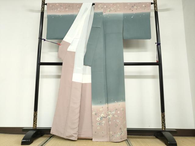 平和屋着物●皇室デザイナー　中村乃武夫　訪問着　枝花文　暈し染め　正絹　逸品　DABG2769ud