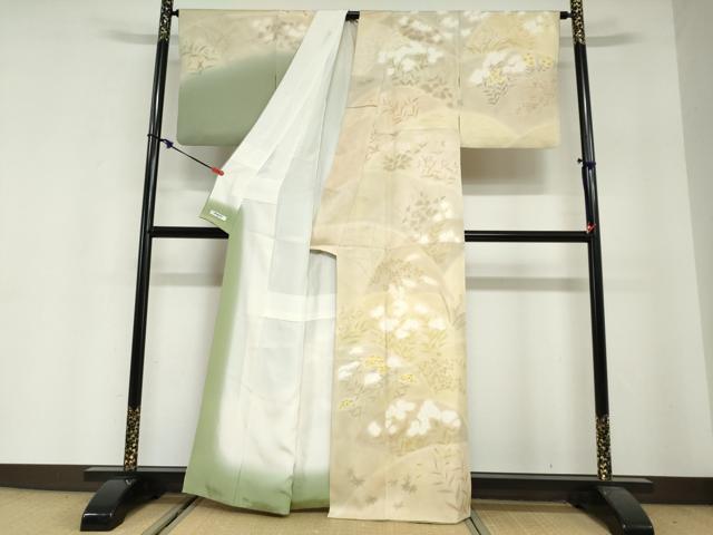 平和屋着物●訪問着　草花文　暈し染め　正絹　逸品　DABG2770ud