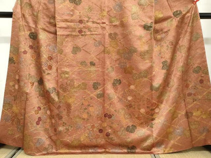 平和屋着物●訪問着　刺繍　葡萄蔦の葉文　金彩　正絹　逸品　DABG2772ud