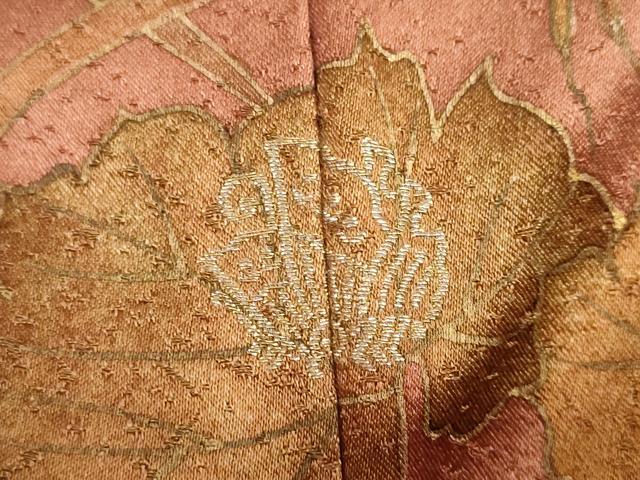 平和屋着物●訪問着　刺繍　葡萄蔦の葉文　金彩　正絹　逸品　DABG2772ud