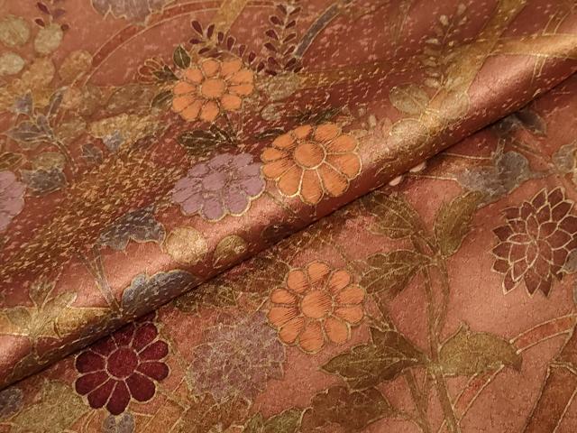平和屋着物●訪問着　刺繍　葡萄蔦の葉文　金彩　正絹　逸品　DABG2772ud