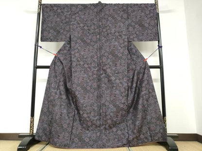 平和屋着物●本場大島紬　総絣　更紗花文　正絹　逸品　DABG2779ud