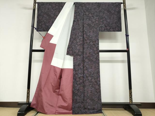平和屋着物●本場大島紬　総絣　更紗花文　正絹　逸品　DABG2779ud