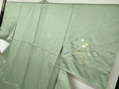 平和屋着物●訪問着　流水草花文　暈し染め　金銀彩　正絹　逸品　未使用　DABG2782ud