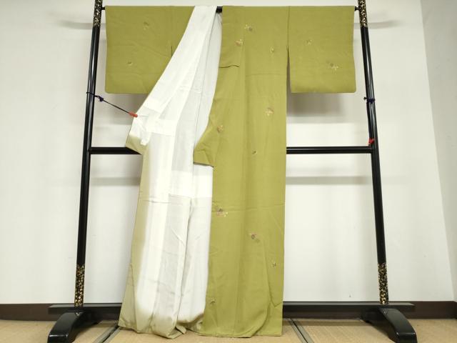 平和屋着物●上質な小紋　総刺繍　扇面草花文　打ち出の小槌　金糸　高島屋扱い　正絹　逸品　DABG2787ud