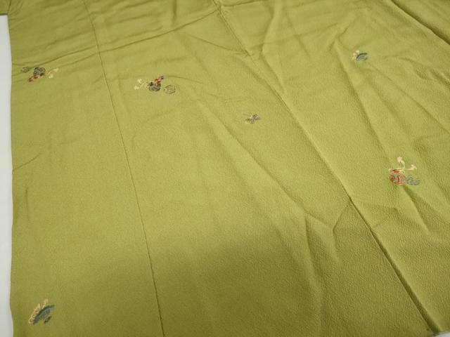 平和屋着物●上質な小紋　総刺繍　扇面草花文　打ち出の小槌　金糸　高島屋扱い　正絹　逸品　DABG2787ud