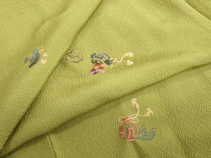 平和屋着物●上質な小紋　総刺繍　扇面草花文　打ち出の小槌　金糸　高島屋扱い　正絹　逸品　DABG2787ud