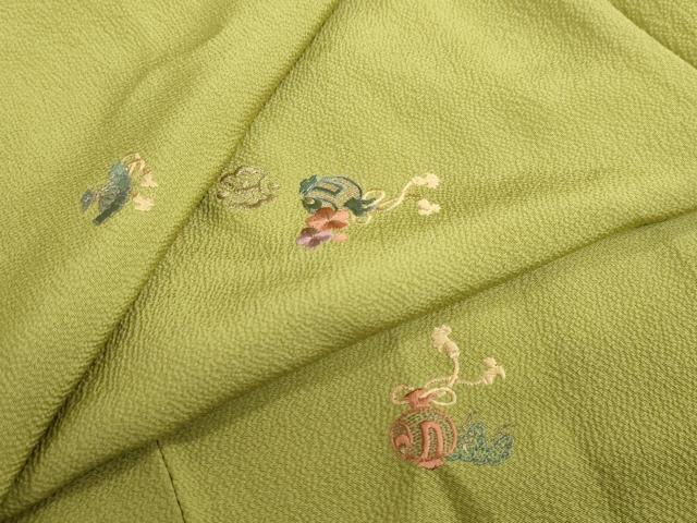 平和屋着物●上質な小紋　総刺繍　扇面草花文　打ち出の小槌　金糸　高島屋扱い　正絹　逸品　DABG2787ud
