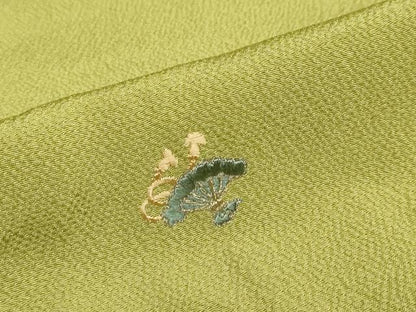 平和屋着物●上質な小紋　総刺繍　扇面草花文　打ち出の小槌　金糸　高島屋扱い　正絹　逸品　DABG2787ud