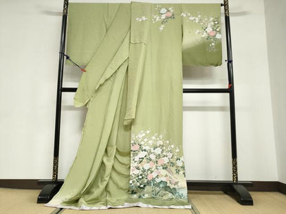 平和屋着物●訪問着　友禅　花鳥文　暈し染め　仮絵羽　正絹　逸品　未使用　DABG2788ud