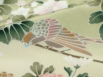 平和屋着物●訪問着　友禅　花鳥文　暈し染め　仮絵羽　正絹　逸品　未使用　DABG2788ud