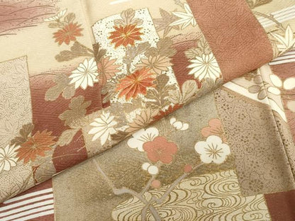 平和屋着物●訪問着　駒刺繍　短冊枝花文　暈し染め　金彩　正絹　逸品　DABG2794ud