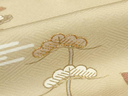 平和屋着物●訪問着　駒刺繍　短冊枝花文　暈し染め　金彩　正絹　逸品　DABG2794ud