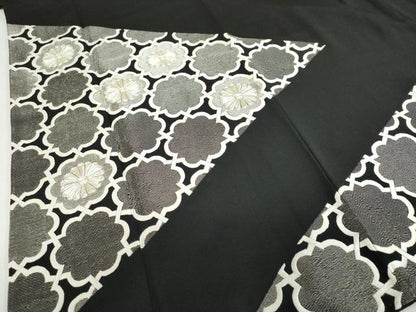 平和屋着物●豪華黒留袖　駒刺繍　舞花文　銀糸　正絹　逸品　DABG2795ud