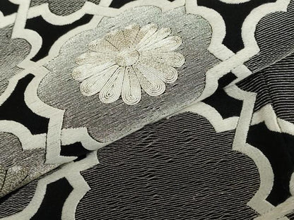 平和屋着物●豪華黒留袖　駒刺繍　舞花文　銀糸　正絹　逸品　DABG2795ud