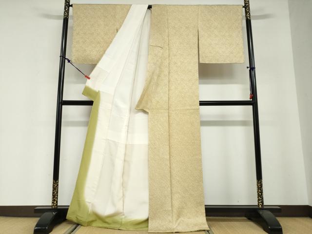 平和屋着物●大変加工の良い総絞り小紋　正絹　逸品　DABG2796ud