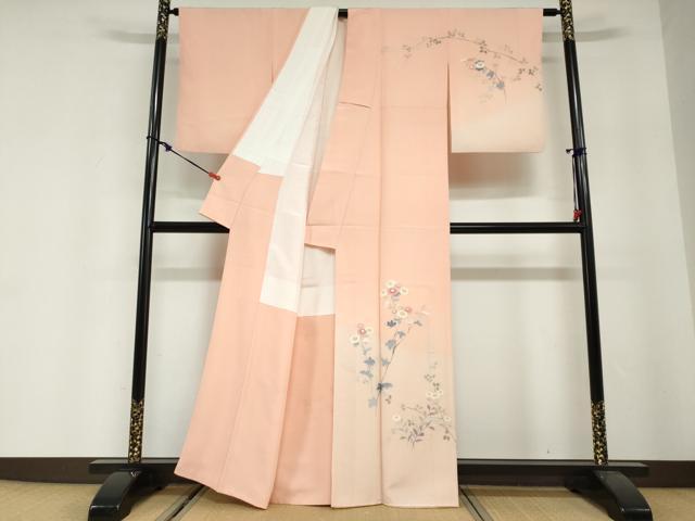 平和屋着物●訪問着　友禅　作家物　枝花文　暈し染め　正絹　逸品　DABG2797ud