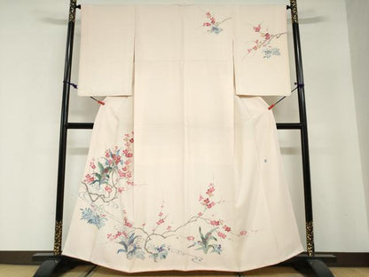 平和屋着物●訪問着　友禅　作家物　枝梅文　正絹　逸品　DABG2801ud