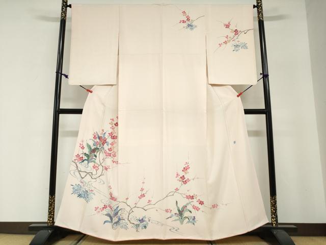 平和屋着物●訪問着　友禅　作家物　枝梅文　正絹　逸品　DABG2801ud