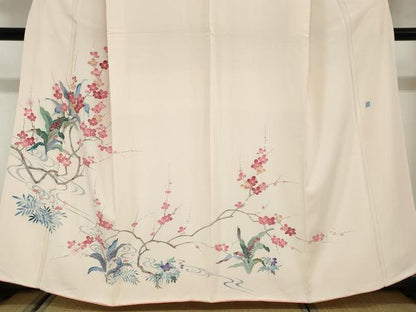 平和屋着物●訪問着　友禅　作家物　枝梅文　正絹　逸品　DABG2801ud