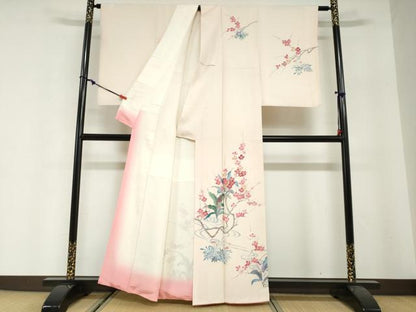 平和屋着物●訪問着　友禅　作家物　枝梅文　正絹　逸品　DABG2801ud