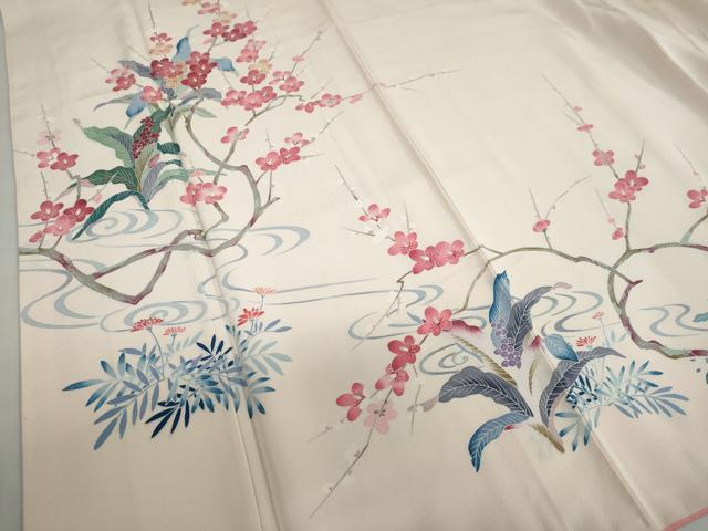 平和屋着物●訪問着　友禅　作家物　枝梅文　正絹　逸品　DABG2801ud