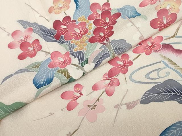平和屋着物●訪問着　友禅　作家物　枝梅文　正絹　逸品　DABG2801ud