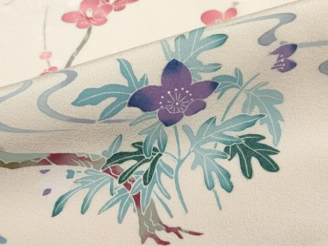 平和屋着物●訪問着　友禅　作家物　枝梅文　正絹　逸品　DABG2801ud