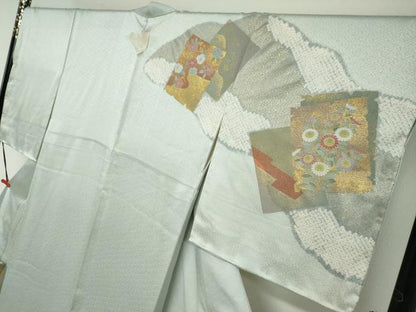 平和屋着物●京友禅の第一人者　松井青々　訪問着　駒刺繍　絞り　破れ色紙草花文　金彩　正絹　逸品　DABG2814ud