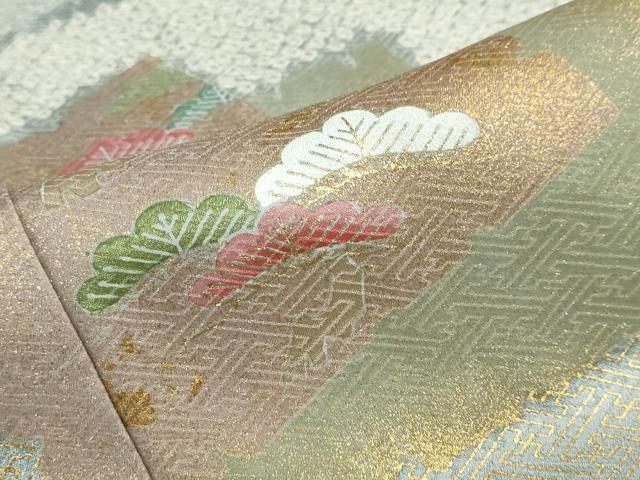平和屋着物●京友禅の第一人者　松井青々　訪問着　駒刺繍　絞り　破れ色紙草花文　金彩　正絹　逸品　DABG2814ud
