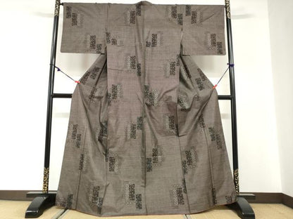 平和屋着物●本場大島紬　9マルキ　短冊草花文　正絹　逸品　DABG2817ud