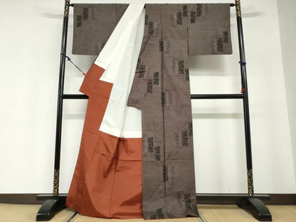 平和屋着物●本場大島紬　9マルキ　短冊草花文　正絹　逸品　DABG2817ud