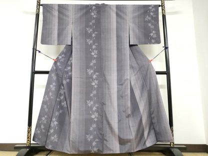 平和屋着物●訪問着　紬地　枝葉間道　正絹　逸品　DABG2819ud