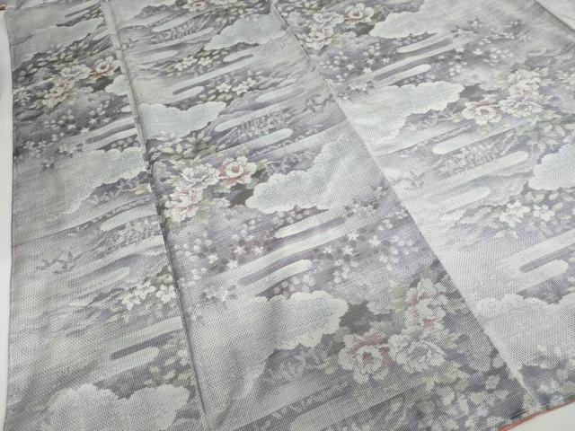 平和屋着物●本場大島紬　白大島　名匠たかし　本場大島紬　桃山絵日記　エ霞草花文　証紙付き　正絹　逸品　DABG2821ud