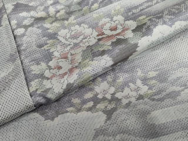 平和屋着物●本場大島紬　白大島　名匠たかし　本場大島紬　桃山絵日記　エ霞草花文　証紙付き　正絹　逸品　DABG2821ud