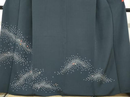 平和屋着物●訪問着　背抜き仕立て　絞り　刺繍　草花文　金糸　正絹　逸品　DABG2822ud