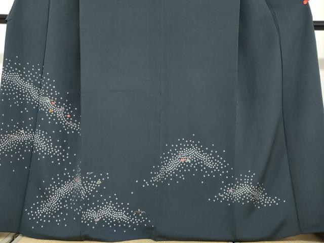 平和屋着物●訪問着　背抜き仕立て　絞り　刺繍　草花文　金糸　正絹　逸品　DABG2822ud