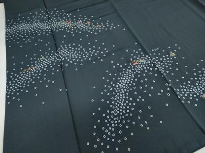 平和屋着物●訪問着　背抜き仕立て　絞り　刺繍　草花文　金糸　正絹　逸品　DABG2822ud