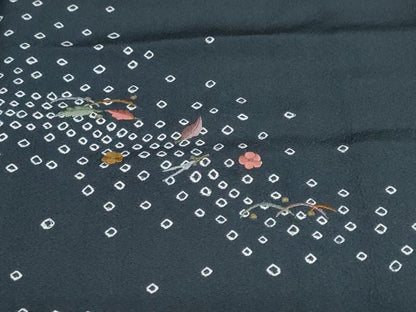 平和屋着物●訪問着　背抜き仕立て　絞り　刺繍　草花文　金糸　正絹　逸品　DABG2822ud